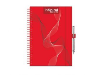 Naptár, tervező, A5, heti, DAYLINER, InSpiral, piros-piros