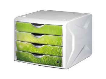 Irattároló, műanyag, 4 fiókos, HELIT Chameleon, fehér-z