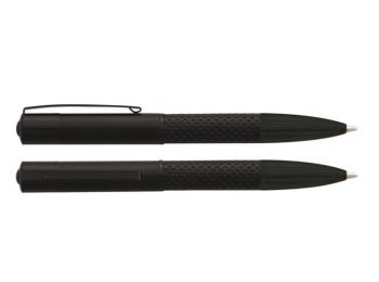 Golyóstoll, rotációs, fekete tolltest, fekete klip, DANIE