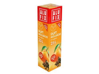 Szemeteszsák, zárószalagos, 25 l, 15 db, ALUFIX, mandarin