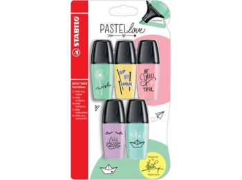 Szövegkiemelő, készlet, STABILO, Boss Mini Pastellove, 5 