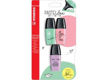 Szövegkiemelő, készlet, STABILO, Boss Mini Pastellove, 3 