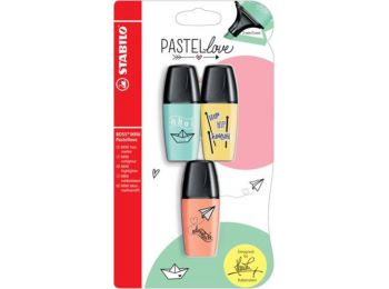 Szövegkiemelő, készlet, STABILO, Boss Mini Pastellove, 3 