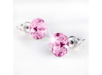 Fülbevaló, világos rózsaszín SWAROVSKI® kristállyal, 