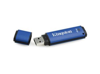 Pendrive, 4GB, USB 3.0, 80/12MB/s, titkosítással, KINGSTON DTVP 3.0 Management Ready, kék (UK4GDTVP)