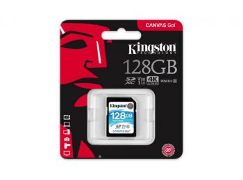 Memóriakártya, SDXC, 128GB, CL10/U3, 90/45 MB/s, KINGSTON Canvas Go (MKS128GCG)