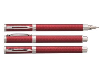 Töltőtoll, M, piros tolltest, krómszínű klip, VUARNET, 
