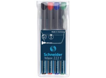 Alkoholos marker készlet, OHP, 0,7 mm, SCHNEIDER Maxx 222 F, 4 különböző szín (TSC222V4)