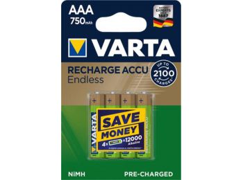 Tölthető elem, AAA, mikro, 4x750 mAh, előtöltött, VARTA