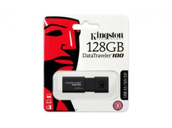 Pendrive, 128GB, USB 3.0, KINGSTON DT100 G3, fekete (UK128GD