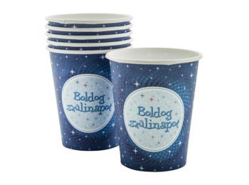 Pohár, papír, Boldog Születésnapot, kék (PTFUN006B)