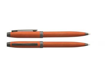 Golyóstoll, rotációs, narancssárga test, krómszínű klip, ENZO VARINI, Irisé, kék (SE825229K)