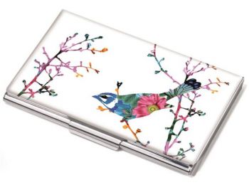 Névjegykártyatartó tárca, fém, 11 db-os, TROIKA Birdie 