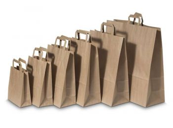 Füles papírtasak, szalagfüles, barna, 45x17x48 cm (CSZP09