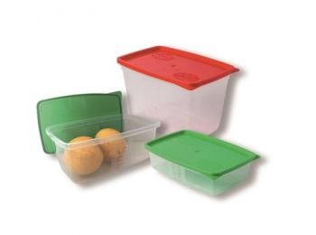 Ételtartó doboz+fedő szett, szögletes, 3db-os szett, A, 