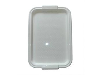 Tálca, műanyag, lekerekített peremmel, szögletes, fehér