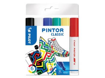 Dekormarker készlet, 1,4 mm, PILOT Pintor M 6 különböző klasszikus szín (PDMPTM6)