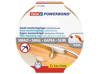 Szerelőszalag, keskeny, 2 x 9 mm x 5 m, TESA, Powerbond (TE55714)