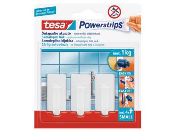Műanyag akasztó ragasztócsíkkal, kis méret, TESA Powers