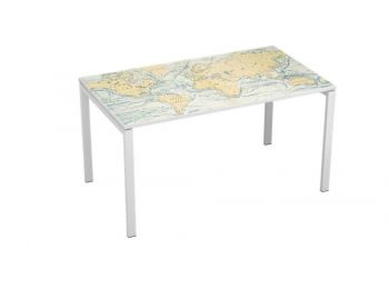 Íróasztal fémlábbal, 140x80 cm, PAPERFLOW,  térkép mintás (IBPA05)