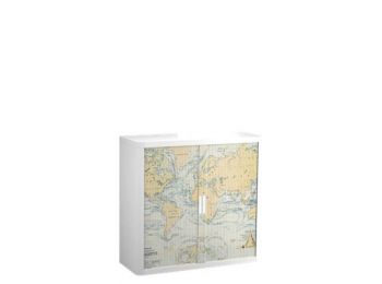 Szekrény, rolós ajtós, 2 polcos,PAPERFLOW, térkép mint�