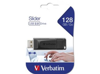 Pendrive, 128GB, USB 2.0, VERBATIM Slider, fekete (UV128GSF)