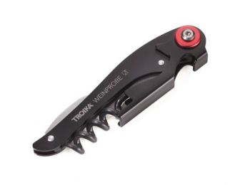 Bornyitó szett, kés, vákuumozó dugó, TROIKA, fekete-pir