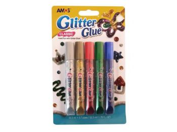 Csillámos ragasztó készlet, AMOS, 5x10,5 ml (HPR160)