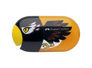 Hegyező és radír, kétlyukú, tartályos, FABER-CASTELL, 
