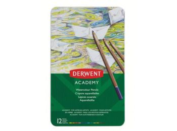 Akvarell ceruza készlet, fém doboz, DERWENT Academy, 12 különböző szín (E2301941)
