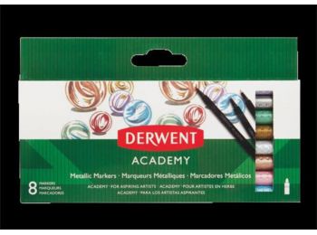 Filctoll készlet, DERWENT, Academy, 8 különböző metál 
