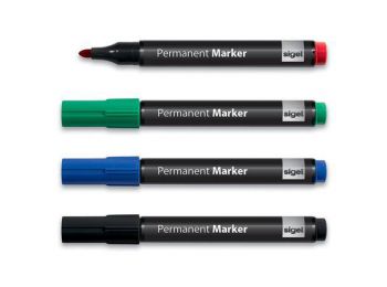 Alkoholos marker készlet, 1-3 mm, kúpos, SIGEL, 4 különböző szín (SDMU182)