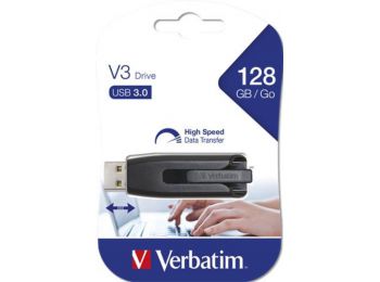 Pendrive, 128GB, USB 3.0, 80/25 MB/sec, VERBATIM V3, fekete-
