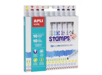 Filctoll készlet, nyomda, APLI Duo Stamps, 10 különböző szín és minta (LCA16807)
