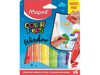 Ablakfilc készlet, MAPED Color`Peps, 6 különböző szín 