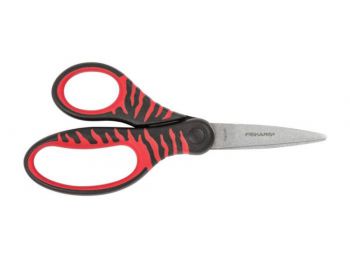 Olló, iskolai, 15 cm, FISKARS Softgrip, fekete és piros (I