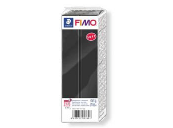 Gyurma, 454 g, égethető, FIMO Soft, fekete (FM80219)
