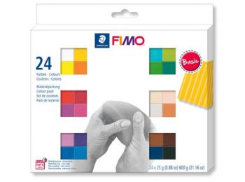 Gyurma, készlet, 24x25g, égethető,  FIMO Soft Basic, 24 különböző szín (FM8023C241)