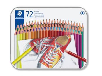Színes ceruza készlet, hatszögletű, fém dobozban, STAEDTLER, 72 különböző szín (TS175M72)