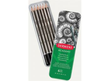Grafitceruza készlet, fém doboz, hatszögletű, DERWENT Ac