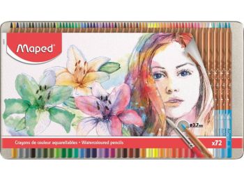 Akvarell ceruza készlet, ecsettel, fém doboz, MAPED Artist