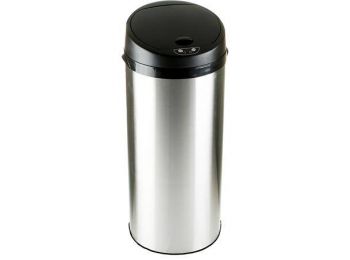 Szenzoros szemetes, rozsdamentes acél, kör alakú, 50 l, e