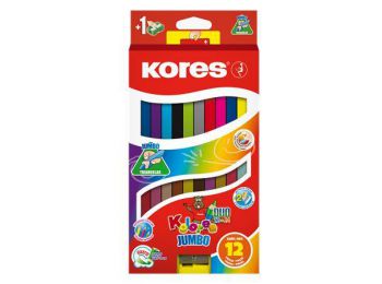 Színes ceruza készlet, kétvégű, háromszögletű, KORES