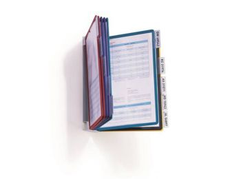 Bemutatótábla tartó, fali, 10 db bemutatótáblával, DUR