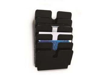 Prospektustartó, fali, fekvő, A4, DURABLE FLEXIPLUS 6, fek
