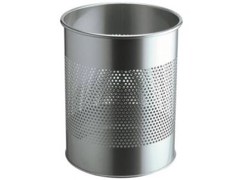 Papírkosár, fém, 15 liter, DURABLE, ezüst (DB331023)