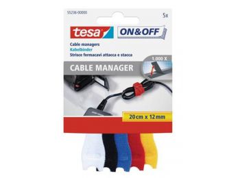 Kábelkötegelő, tépőzáras, TESA On&Off, vegyes színek 