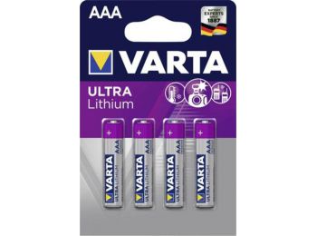 Elem, AAA mikro, 4 db, lítium, VARTA Ultra Lithium (VEULAAA4N)