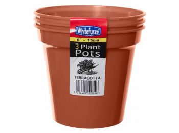 Ültetőedény, műanyag, 3 db, 15 cm, WHITEFURZE, terrakott