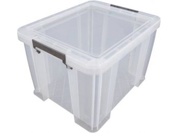 Műanyag tárolódoboz, átlátszó, A4 méretű mappák tárolására, 36 liter, ALLSTORE (CSDWF36C)